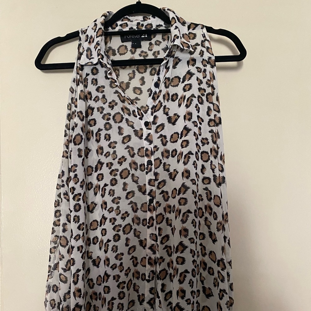 Forever 21 leopard blouse open shoulder